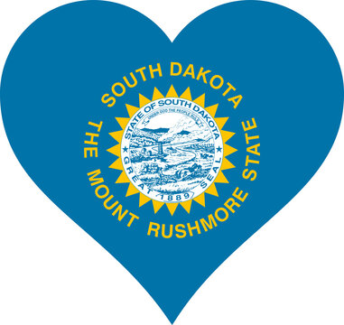 South Dakota USA Heart Flag. SD US Love Shape State Flag Sign Symbol Banner. South Dakotan Transparent PNG Flattened JPG Flat JPEG