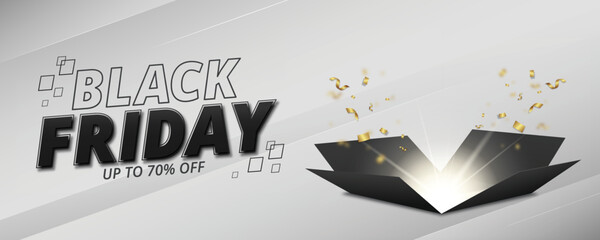 Black Friday sale banner template, with social media poster on podium stage.
