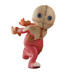 3D illustration. 3D trick 'r treat presents Characters showing jumping poses. both hands back. showing a funny smile. 3D Cartoon Character