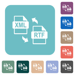 XML RTF file conversion rounded square flat icons