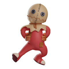 3D illustration. Funny 3D trick' r treat Cartoon Design dancing on the floor. hands are on the waist. with a cheerful smile. 3D Cartoon Character