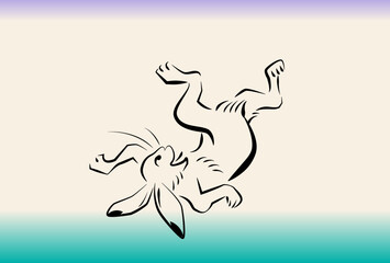 鳥獣戯画のうさぎの年賀状2023（文字なし）