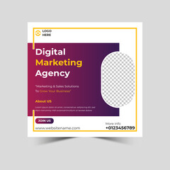 Fototapeta premium Digital marketing agency social media post design and corporate web banner template 