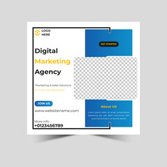 Digital marketing agency social media post design and corporate web banner template	