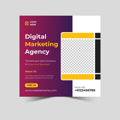 Digital marketing agency social media post design and corporate web banner template	