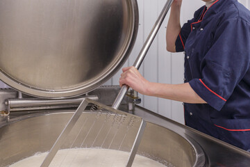 Workshop with special equipment for cheesemaking.