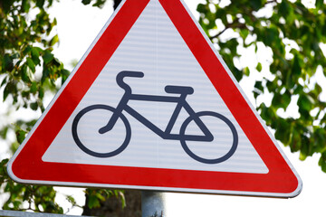 road sign with bicycle silhouette