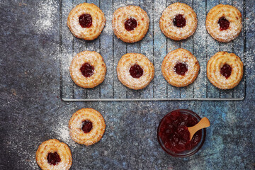Freshly baked cookies with jam	