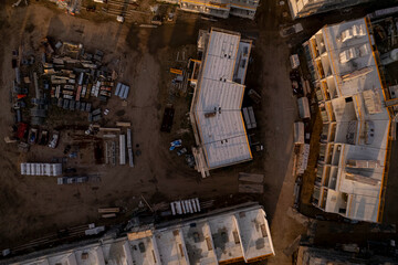 Top down aerial view of real estate project PUUR21 new housing construction site part of urban...