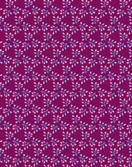 Cute botanical pattern with simple delicate pink blue flowers isolated on a dark background