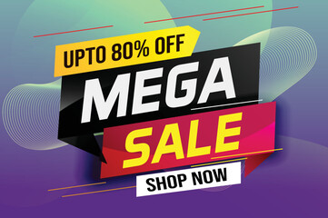 mega sale word concept vector illustration with lines and 3d style, landing page, template, ui, web, mobile app, poster, banner, flyer, background, gift card, coupon, label, wallpaper
