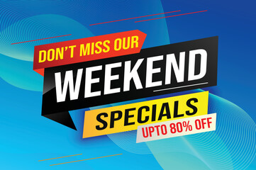 Weekend Special sale tag. Banner design template for marketing. Special offer promotion retail. background banner modern graphic design for advertising store shop, online store, website