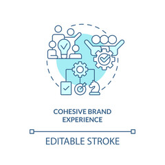 Cohesive brand experience turquoise concept icon. Way to develop product longevity abstract idea thin line illustration. Isolated outline drawing. Editable stroke. Arial, Myriad Pro-Bold fonts used