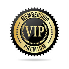 Vip premium membership golden badge on white background 