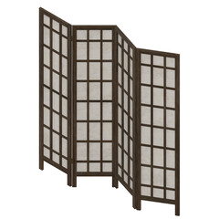 3d rendering illustration of a wood and paper room divider