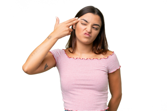 Young beautiful brunette woman over isolated background