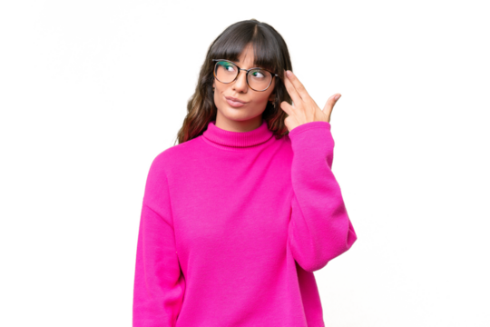 Young caucasian woman over isolated background with problems making suicide gesture