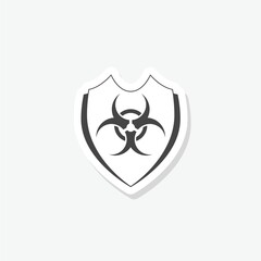 Biohazard shield icon sticker isolated on white background