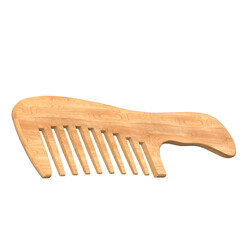 3d rendering illustration of a wooden wide tooth comb
