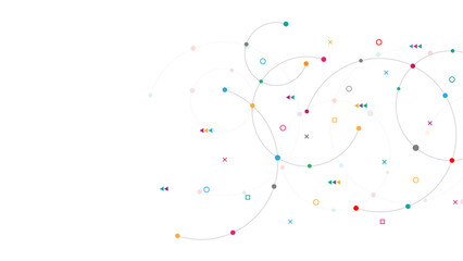 Abstract geometric background with plexus circles. Vector illustration of minimalistic design