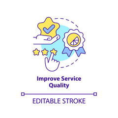 Fototapeta premium Improve service quality concept icon. Ambient scenting marketing bonus abstract idea thin line illustration. Feedback. Isolated outline drawing. Editable stroke. Arial, Myriad Pro-Bold fonts used