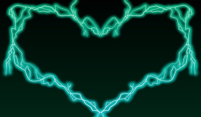 Green Heart Lightning Frame Background