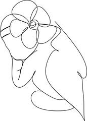 One continuous single drawing line art doodle drawn, child, baby, happy, female, childhood. Isolated flat illustration hand draw contour on a white background