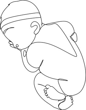 recommend clip art: One continuous single drawing line art doodle drawn, child, baby, happy, female, childhood. Isolated flat illustration hand draw contour on a white background