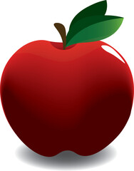Red Apple. Flat Design Vector Illustration Of A Red Apple On a White Background. Apple icon isolated vector illustration, color drawing sign, symbol.