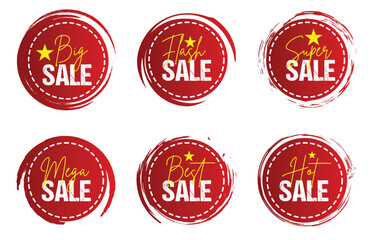 Obraz premium Abstract Set of Brush grunge tag sticker badge Ribbon banner in a flat design. For sale, promotion, advertising