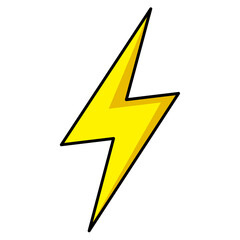 Lightning bolt icon of color style, design vector.  Yellow thunder icon isolated on white background.