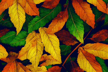 Fall Tree Leaves Autumn Color Seamless Texture Pattern Tiled Repeatable Tessellation Background Image