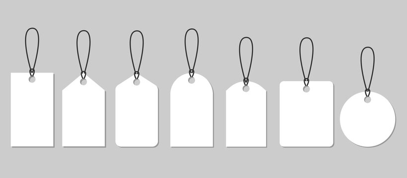 Price tag icons collection.Set of blank white paper price tags or gift tags .Paper labels set. Discount tags.Cardboard.