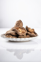 Jamur Shitake Kering or Dry Shitake Mushroom also known as hioko mushroom. Lentinula edodes.