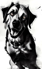 A drawing of a dog. Man's friend. Pet.