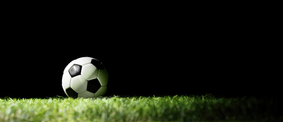 Football soccer ball on grass