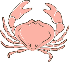 Crab outline vector sketch drawing on transparent background
