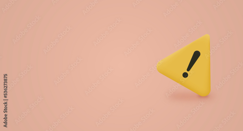 Poster warning message concept represented by exclamation mark icon. exclamation 3d realistic symbol in tri