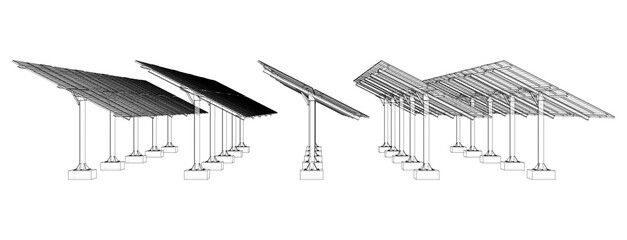 Solar Panel Field. Vector