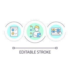 Online testing session loop concept icon. Remote examination. Assess. Usability experience evaluation abstract idea thin line illustration. Isolated outline drawing. Editable stroke. Arial font used