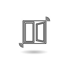Glass break Detector flat icon logo with shadow
