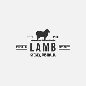 Lamb Logo Vector or Premium Lamb Logo Label Vector. Simple design for sheep or sheep farm logo. Perfect for the logo of a premium lamb producing farm.