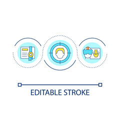Certificate program with VR learning approach loop concept icon. Student-centered instruction abstract idea thin line illustration. Isolated outline drawing. Editable stroke. Arial font used