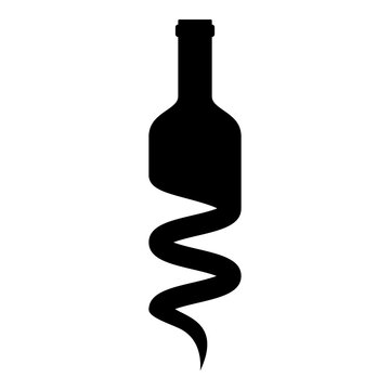 recommend clip art: Icono servicio de vino. Logotipo con silueta de botella de vino mitad sacacorchos
