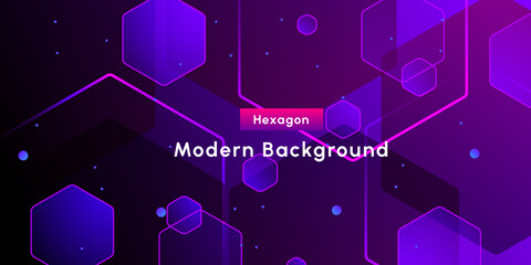 Technology purple hexagon shape futuristic background