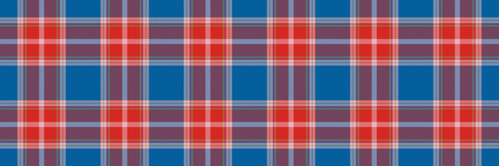 Plaid pattern seamless fabric texture. Textile design background in flat geometric style. Vector illustration.