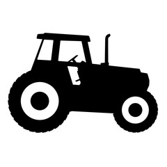 Icono silueta aislada de tractor de granja
