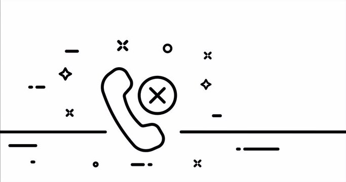 Crossed out handset. Call, Phone, communication, connection, telephone number, conversation. Contact us concept. One line drawing animation. Motion design. Animated technology logo. Video 4K