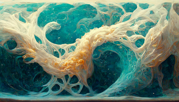 quantum foam, teal, digital illustration, generative ai