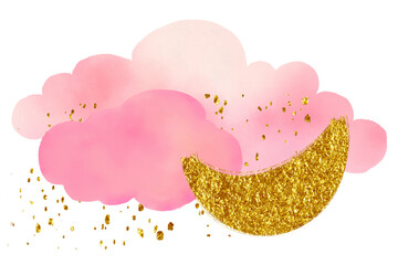 Pink And Peach Cloud watercolor Set